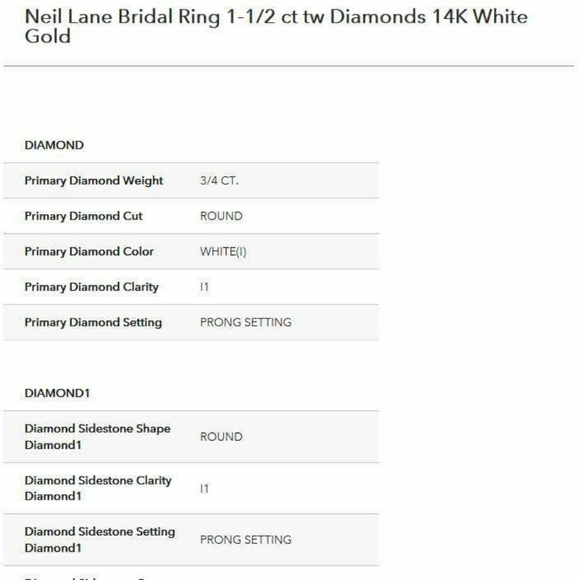 Neil lane 1 1/2 ct diamond, 14k white gold Ring - Picture 8 of 8